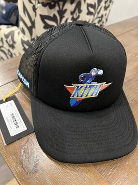 Kith Black Trucker Hat with Colorful Logo and Mega Man Motif